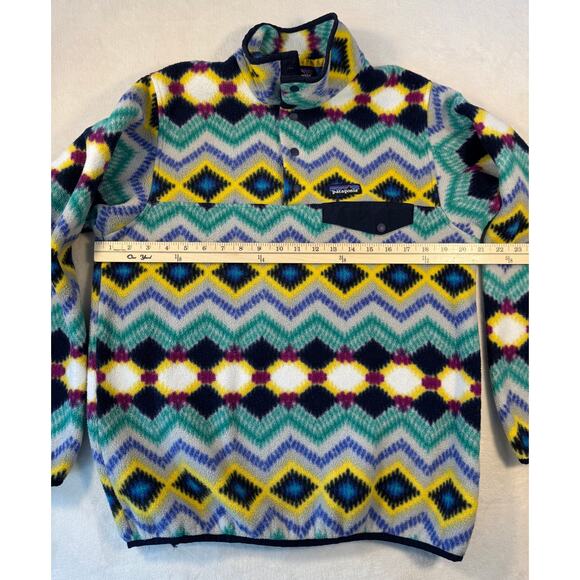 Patagonia Womens Synchilla Fleece Jacket Navy Timber Twist Geometric Size L - Picture 9 of 10